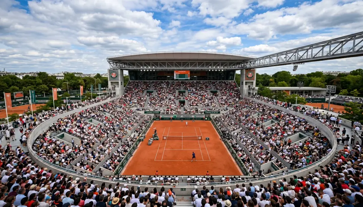 Bodování na Grand Slamu — tenisový kurt s centrálním stadionem